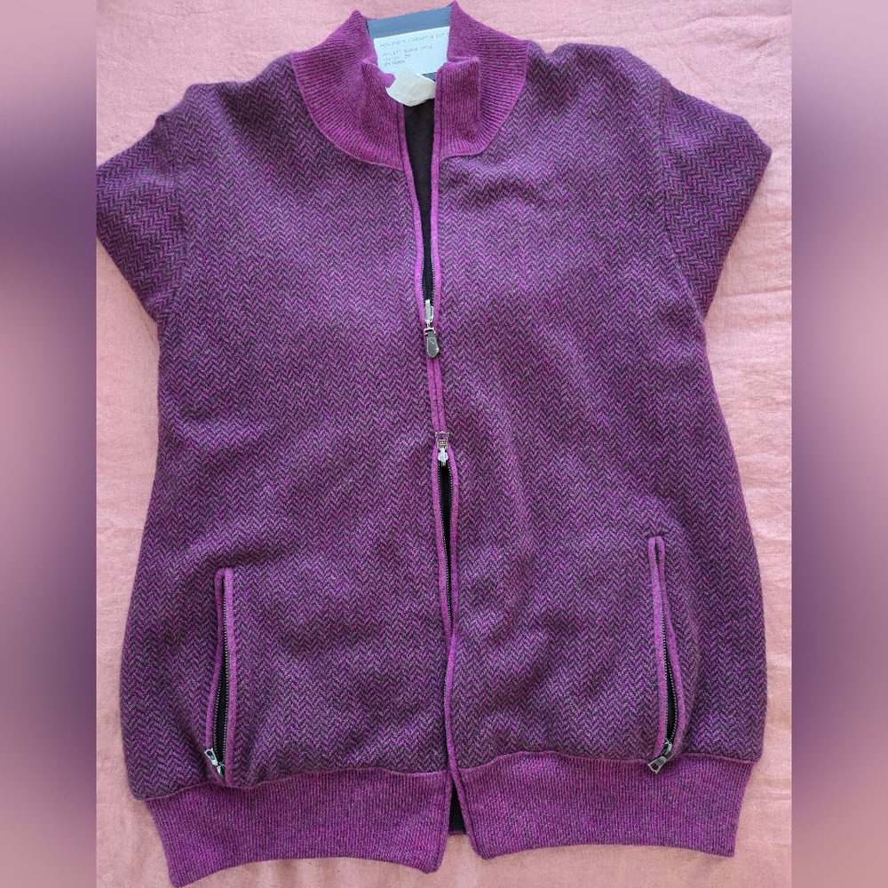 Giorgio's Men's Purple Houndstooth Zip Up Sweater